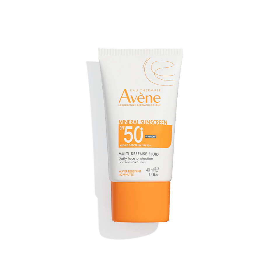 Eau Thermale Avène Mineral Sunscreen Multi-Defense Fluid SPF 50+ official U.S. product packshot
