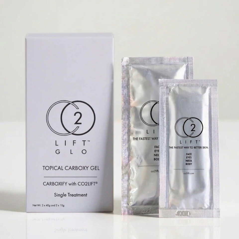 CO2Lift GLO single topical carboxy gel treatment box with two mixing sachets