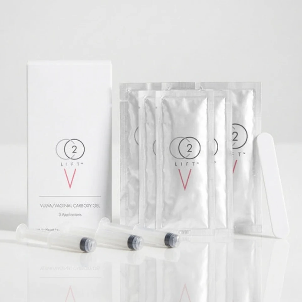CO2Lift V three-application carboxy gel box, sachets, applicators, and spatula